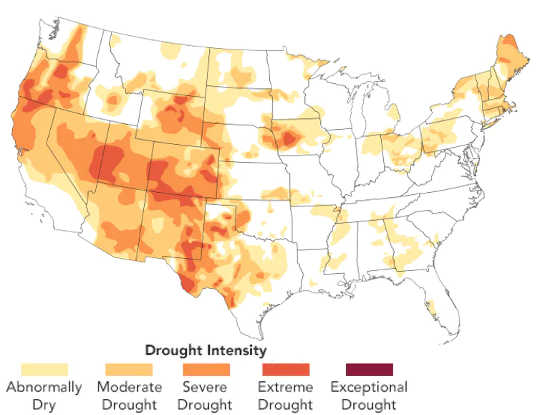 Drought conditions across the lower 48 states, on August 11 2020. Drought conditions across the lower 48 states, on August 11 2020.