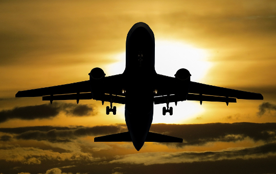 Even Moderate Airplane Noise Can Rob You of Sleep an airplane gaining altitude in the sky