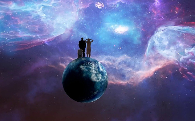Signs from the Universe: What They Mean for You 2 people standing on the globe of Planet Earth looking out into the Universe