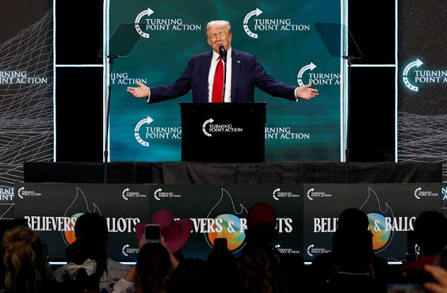 How did Jim Crow laws suppress votes in the past? Former President Donald Trump addressed a crowd at Turning Point Action's "The Believers Summit" in West Palm Beach, Florida, on July 26, 2024.