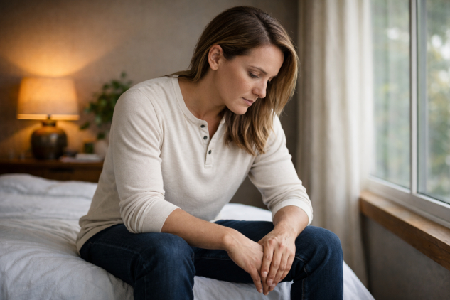 Please Start Talking to Yourself: The Sane Choice in an Unbalanced World woman sitting reflectively. Please Start Talking to Yourself: The Sane Choice in an Unbalanced World