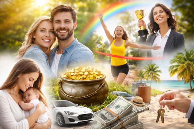 A depiction of things people usually want in life. 